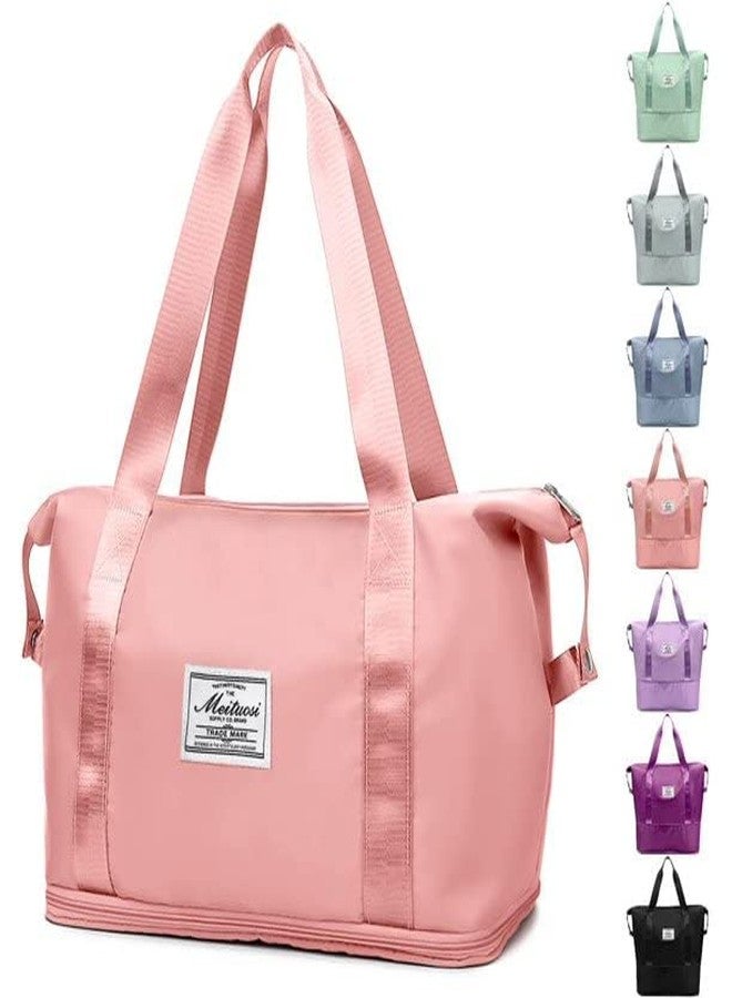 LNT - Women's Foldable Travel Duffel Bag - Lightweight Waterproof Polyester, Dry & Wet Separation, Fixed Strap, Large Capacity Carry-On Luggage (Pink) - Image 2